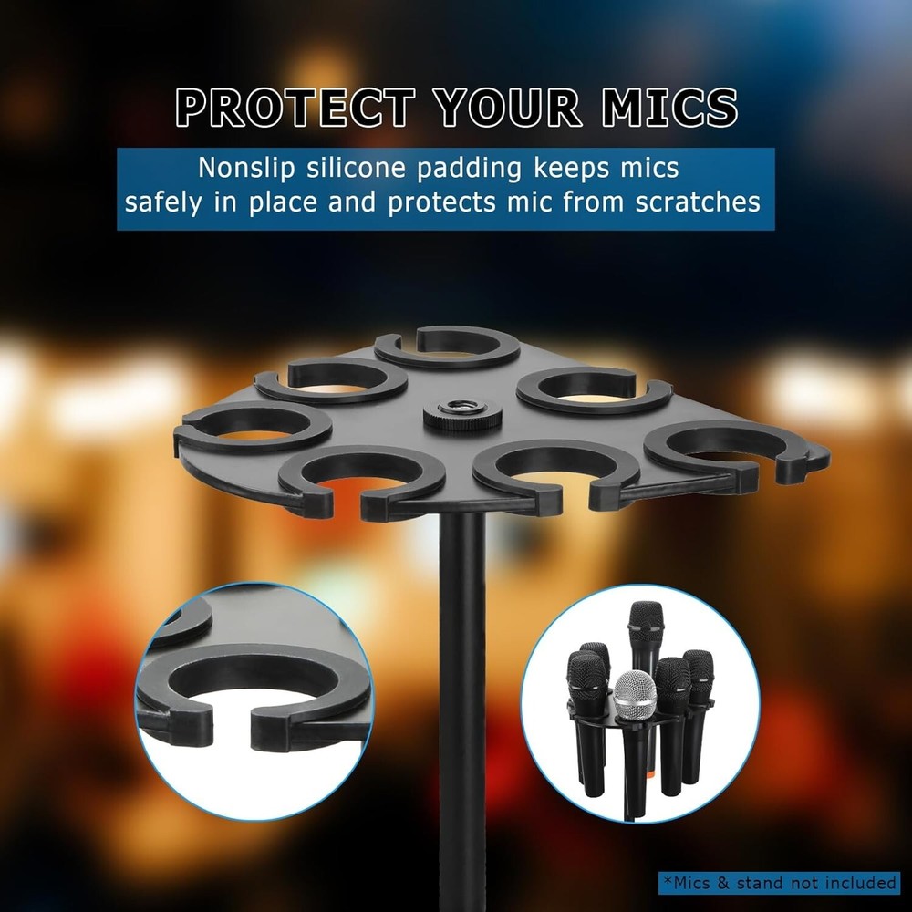 "Microphone Holder Multi Mic Holder for Wired and Wireless Mics Multiple Micro..