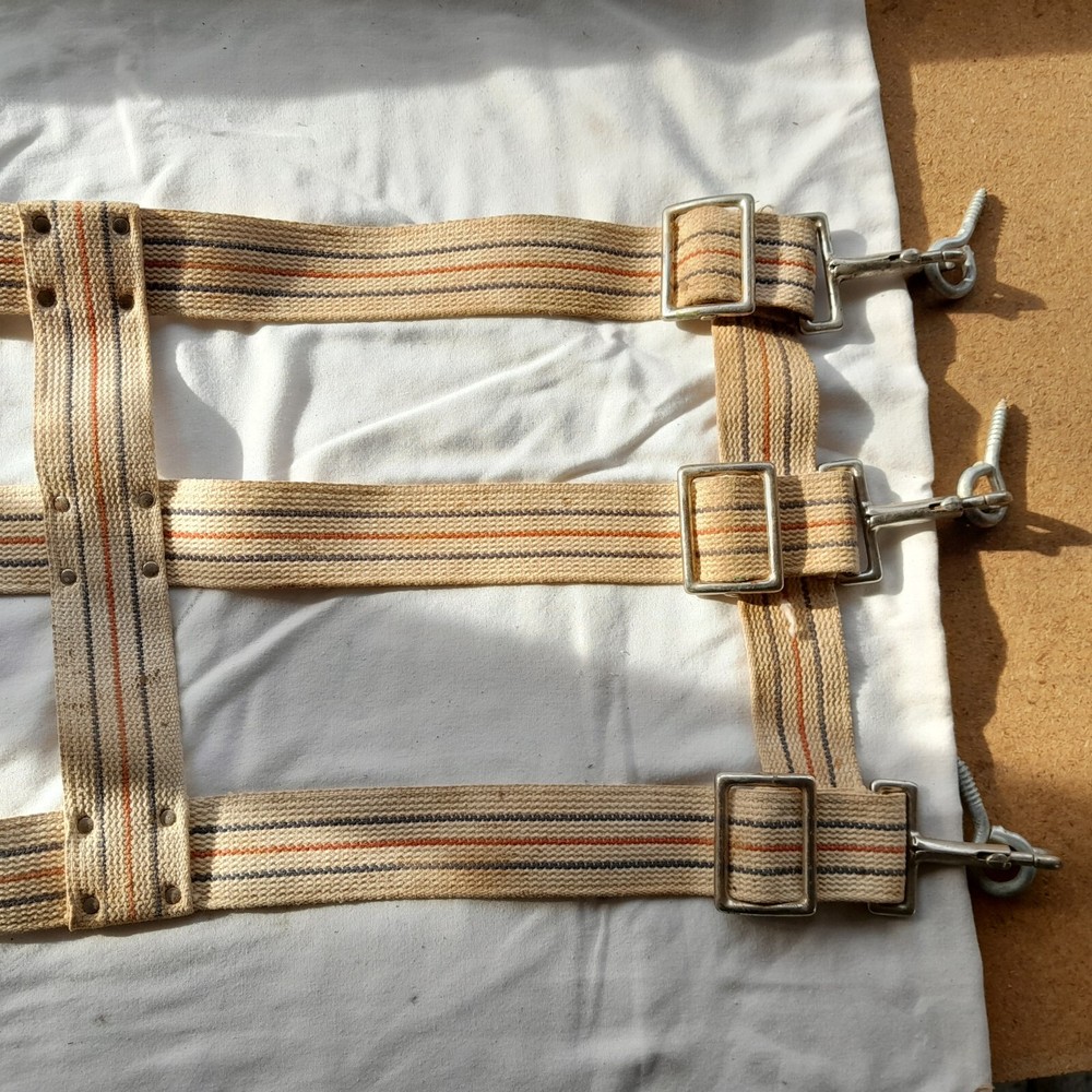 Vintage Striped White Cotton Stall Guard WITH Complete Hardware