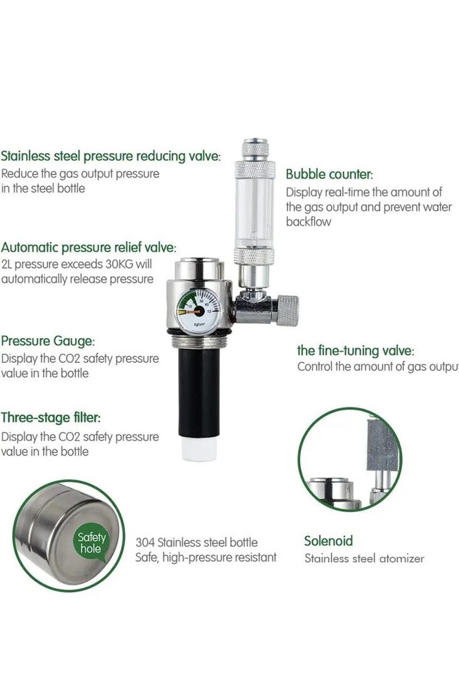 ZRDR CO2 Generator System Carbon Dioxide 2L with Pressure Gauge Automatic Valve