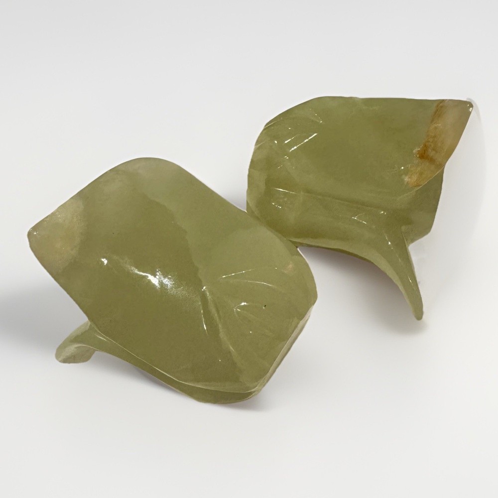 2 Rose Shaped Marble Candle Holders Slag