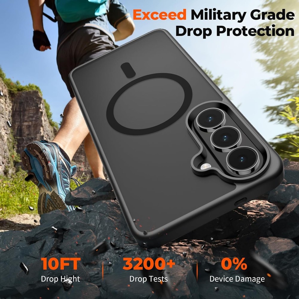 Magnetic Samsung Galaxy S26 Plus Case with Screen Protector, Slim Shockproof Bla