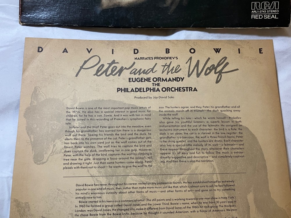 Rare David Bowie - Narrates Peter & the Wolf - Eugene Ormandy Signed Cover Only