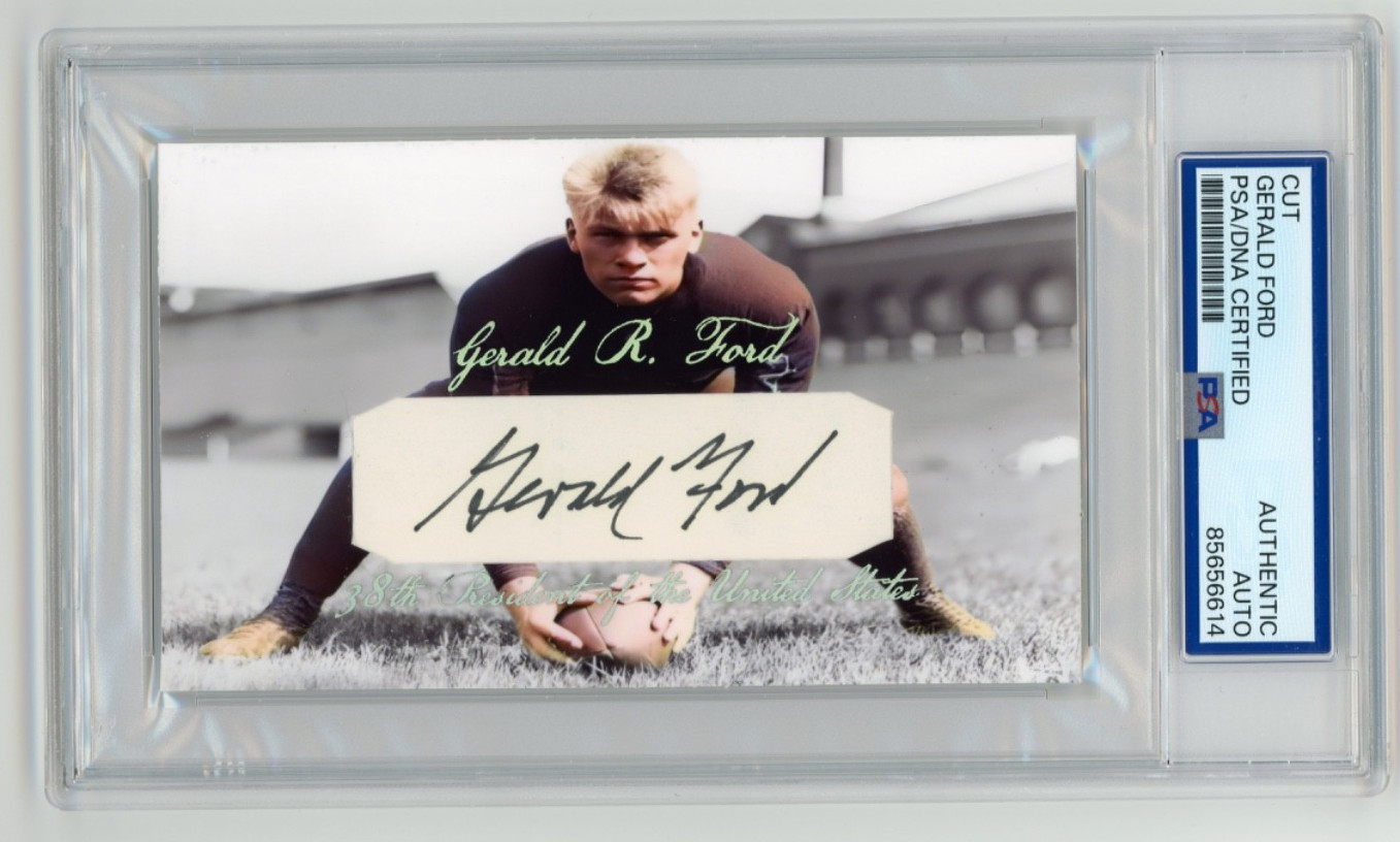 Gerald Ford Signed Cut Custom Michigan 38th President 3x5 Card PSA DNA Slab AUTO