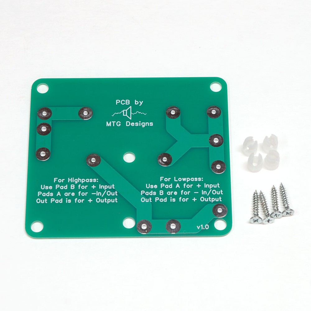General Purpose DIY Speaker Crossover PCB - 2nd Order Highpass or Lowpass Board