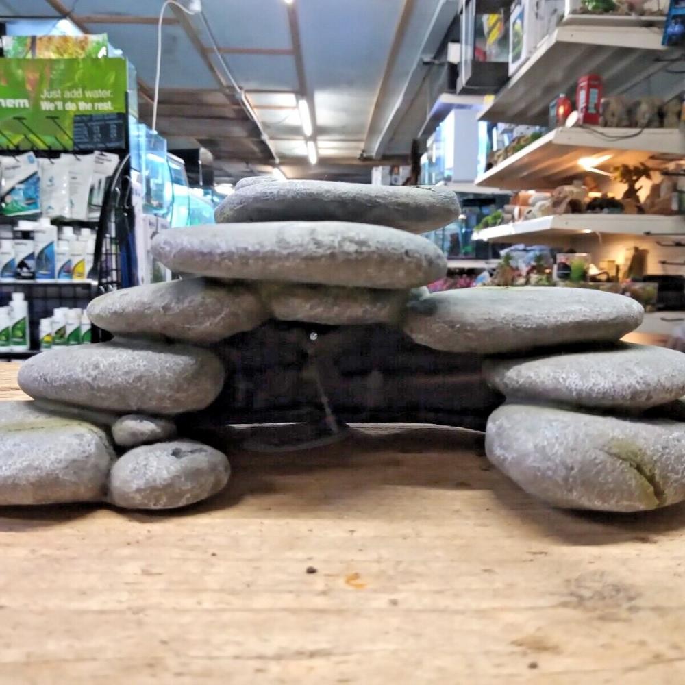 Grey Pebble Stack Rock Effect Fish Tank Cave Hideaway Turtle Aquarium Ornament ⇖