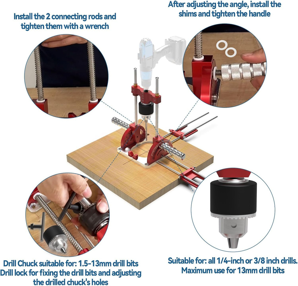 Multi Angle Drill Guide, Portable Drillling Guide, Precision Drilling Jig Attach