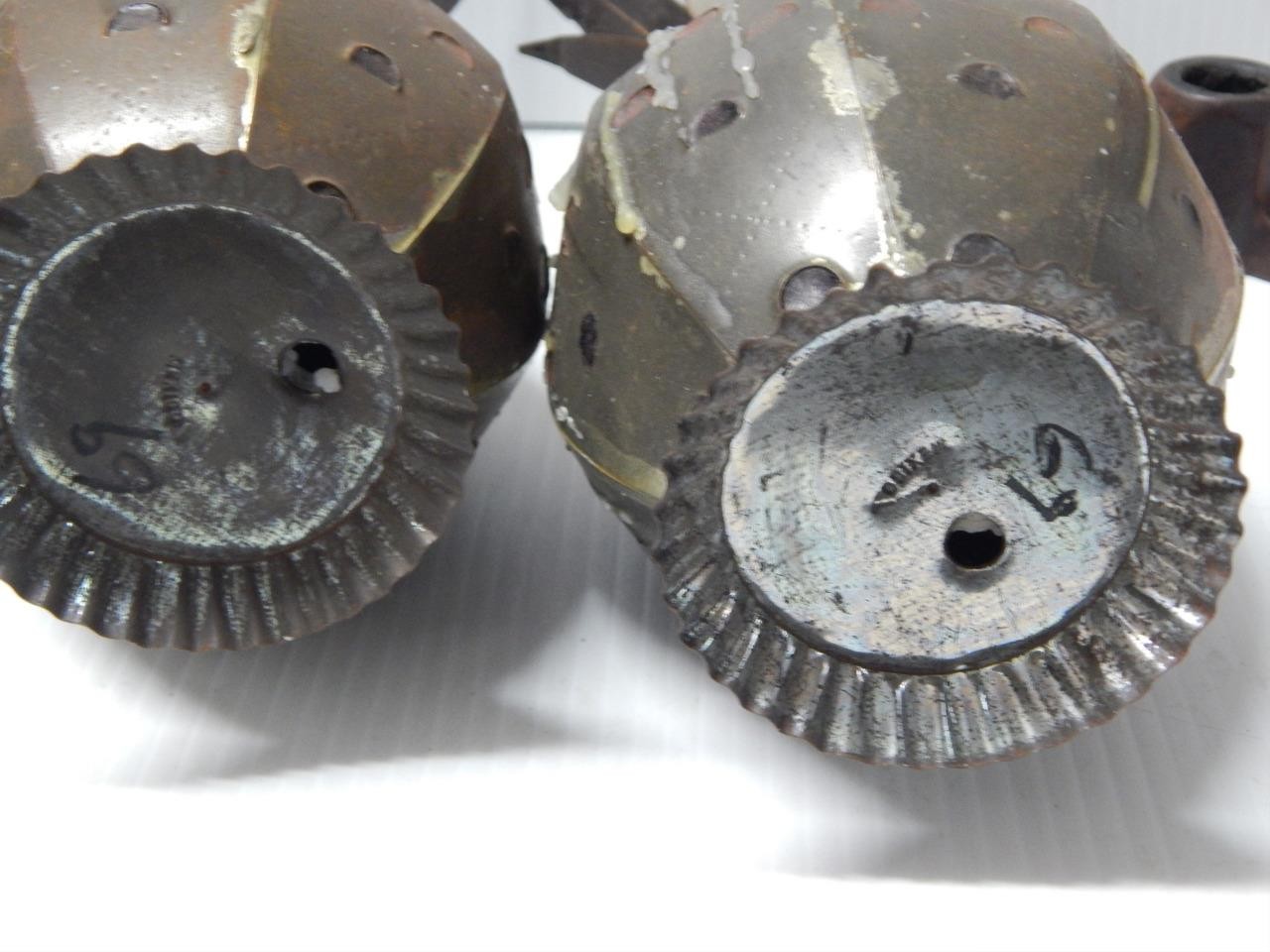 UNIQUE FIND: PAIR OF VINTAGE ANTIQUE MEXICAN TIN PINEAPPLE DSGN CANDLE STICKS