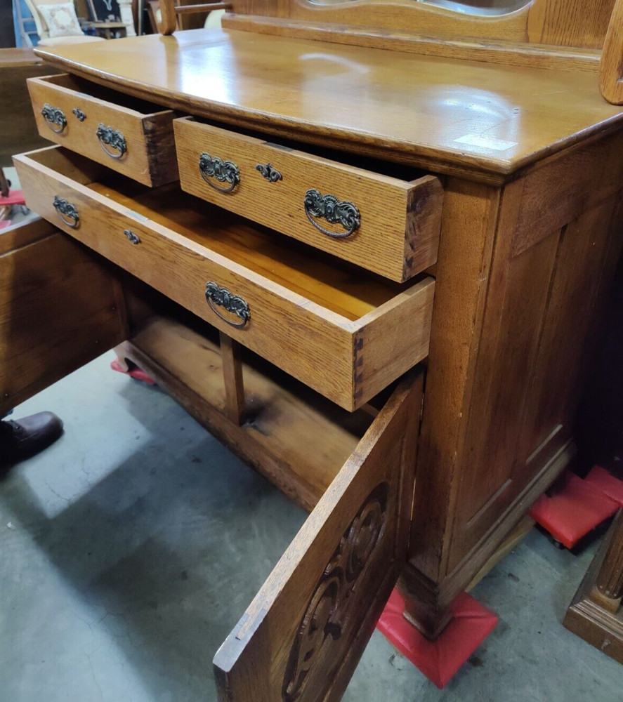 Solid Oak Sideboard Buffet c1890-1910 Golden Oak Era~Nice Finish