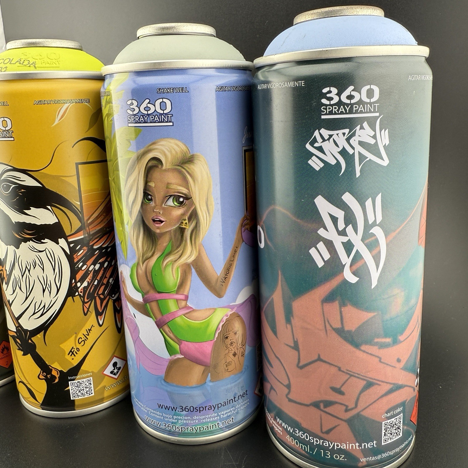 360 Spray Paint Artist Can Lot REAK Gore Fio Silva Viktoria Lamper 4 Cans