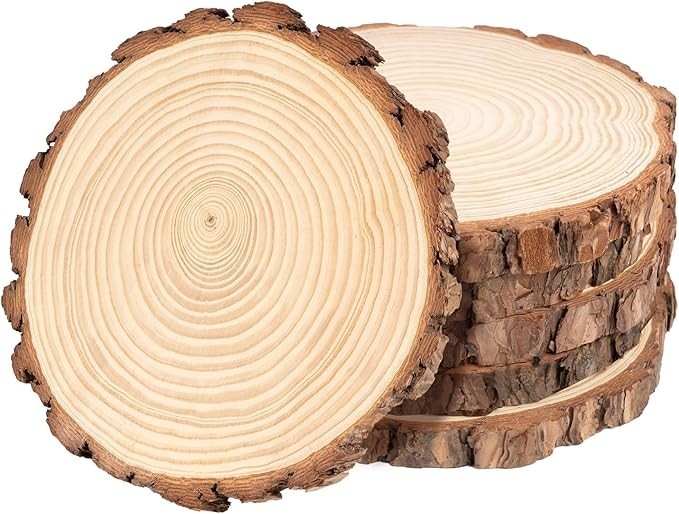 Wood Slices for Centerpieces, 6Pcs Large Unfinished Wood Slices 7-8 Inches round