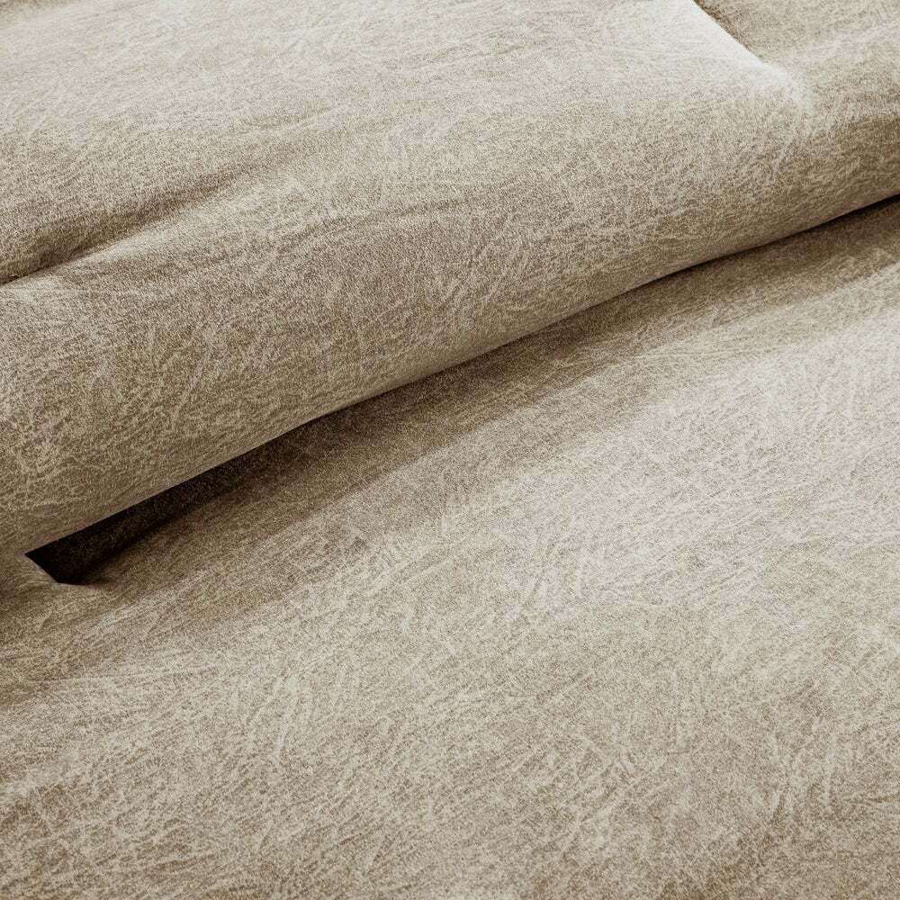 Neutral Beige Tan Microsuede Earth Tone 7pc Comforter Set Queen Cal King Bedding
