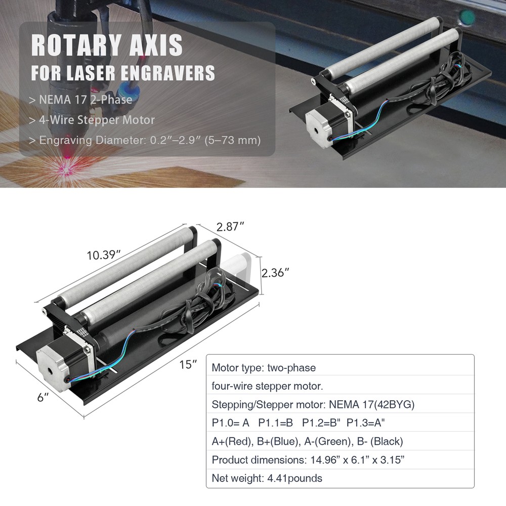 ROTARY AXIS ATTACHMENT FOR LASER ENGRAVER CUTTING MACHINE FOR CYLINDER SURFACE