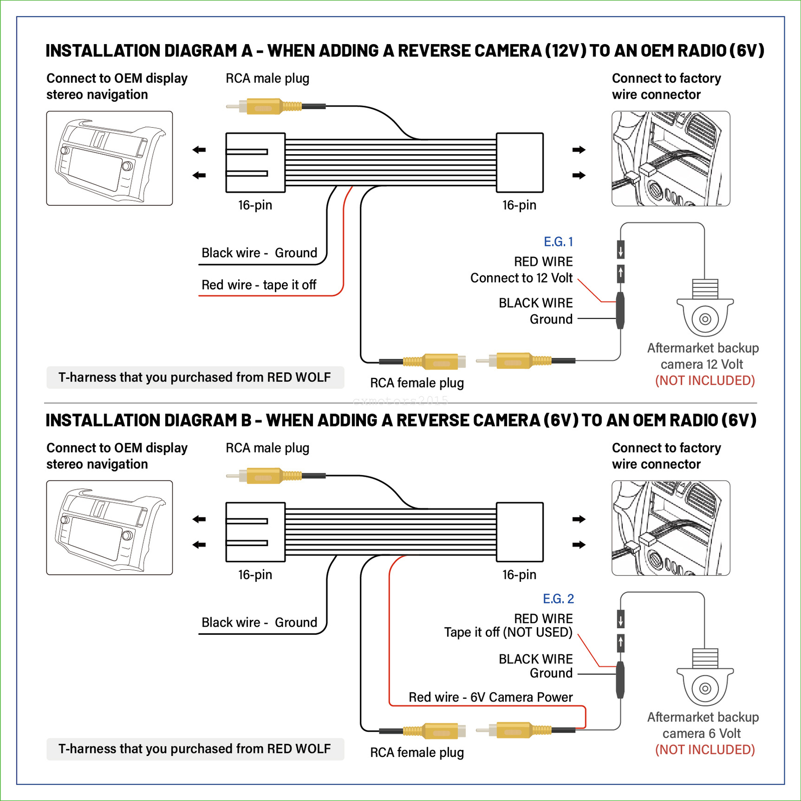 Retain OEM Factory Backup Camera to New Car Stereo Radio Wire Harness For Toyota
