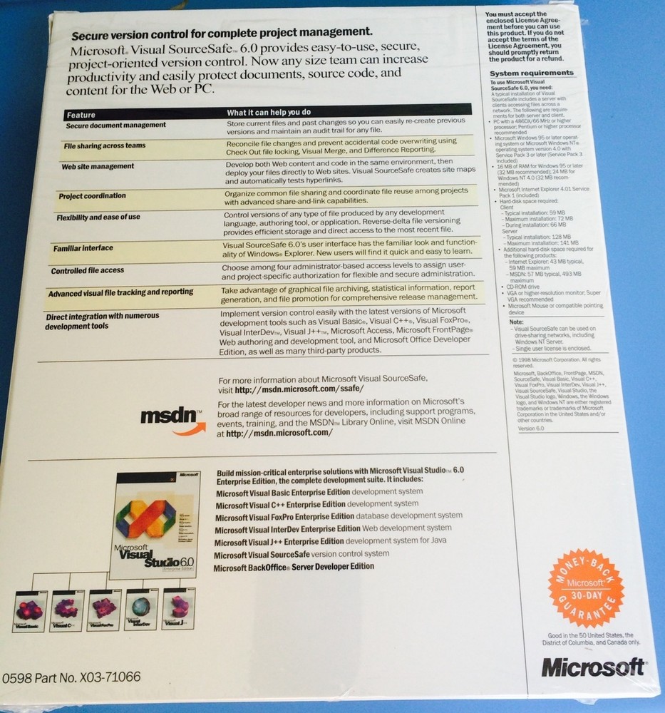 MICROSOFT VISUAL SOURCE SAFE 6.0 UPGRADE VERSION CONTROL SYSTEM