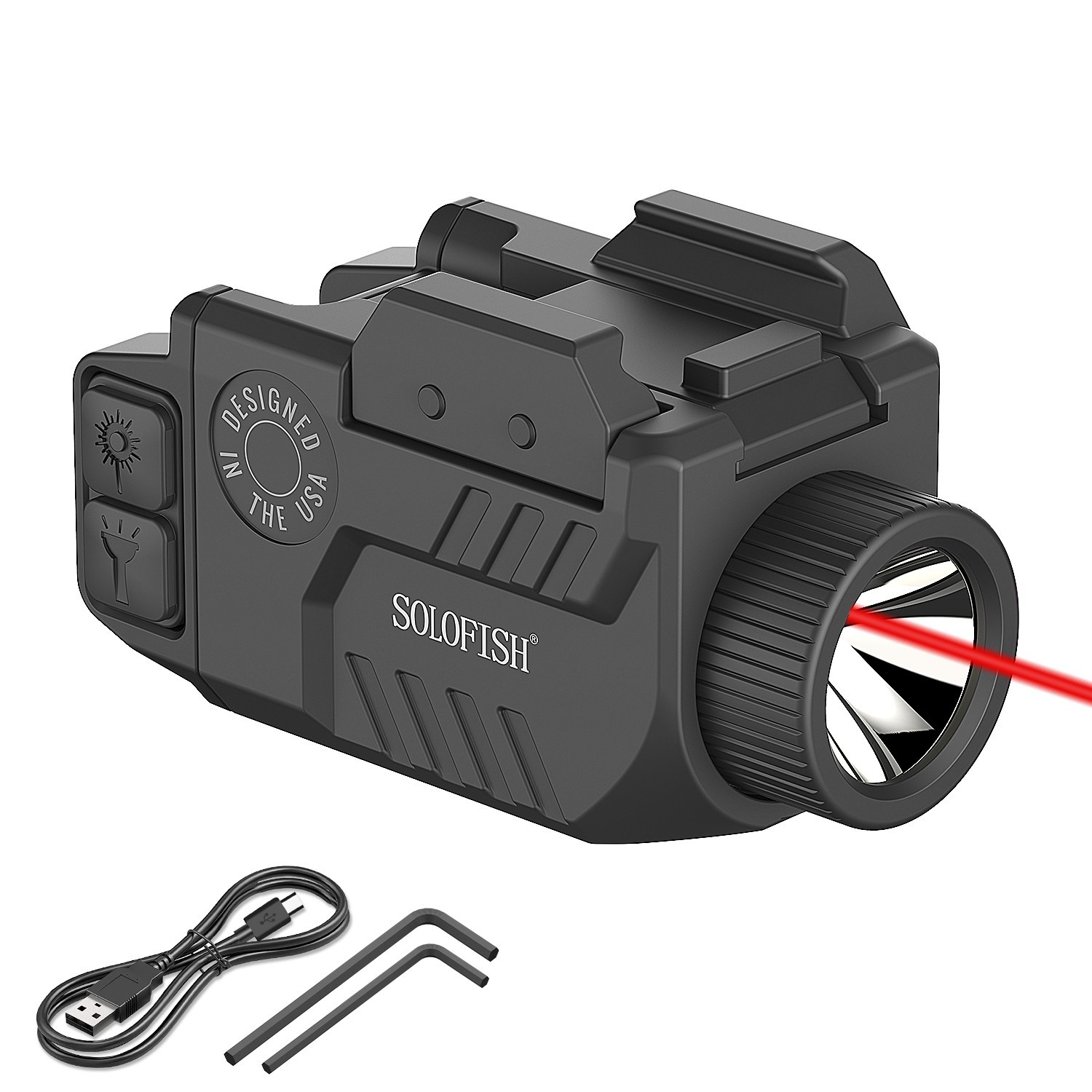 SOLOFISH 800 Lumens Flashlight & Laser Sight Combo Red/Green/ Blue Laser Beam