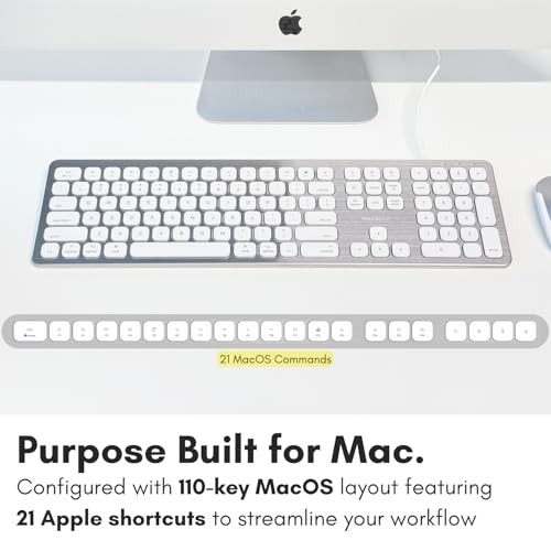 Wired Keyboard for Mac with USB Ports for Mouse - Compatible Apple Keyboard