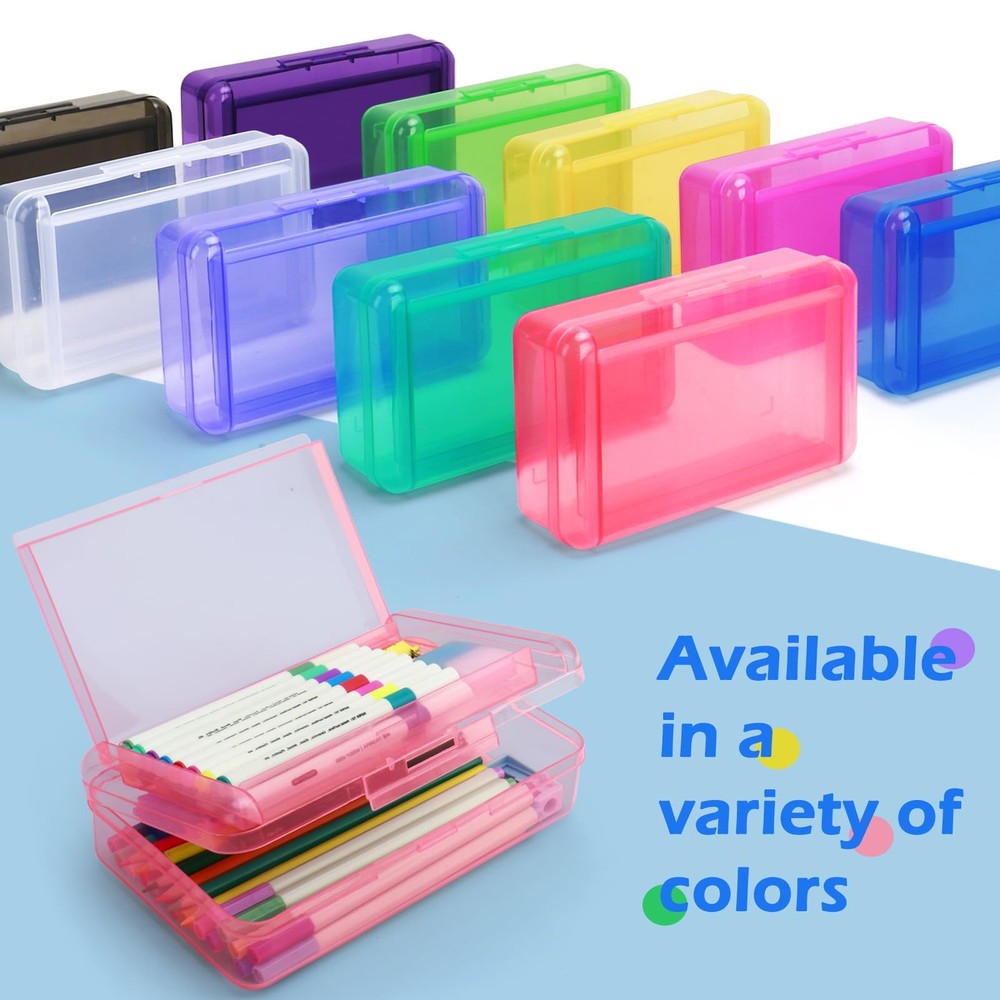 Double Layer Hard Plastic Translucent Pencil Box Blue