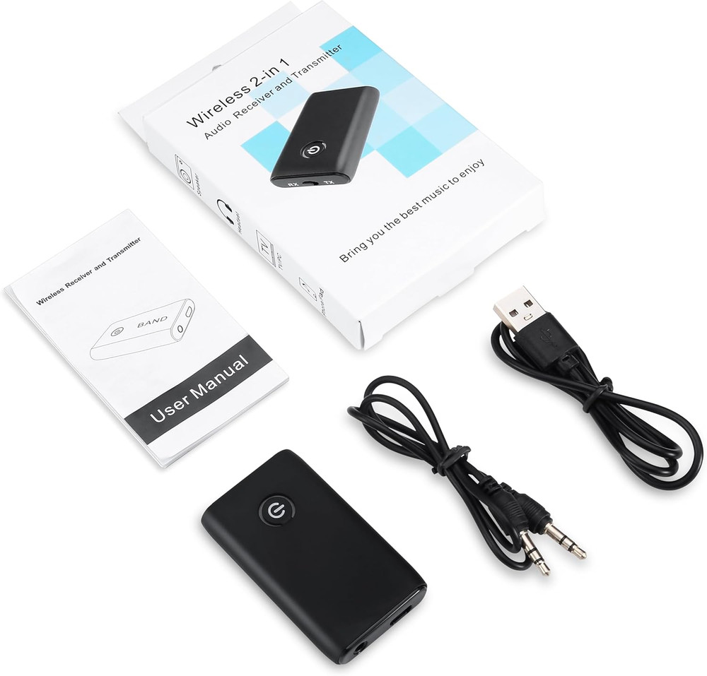 Aux Bluetooth Adapter for Car, Upgraded Bluetooth 5.3 Transmitter Receiver, Port