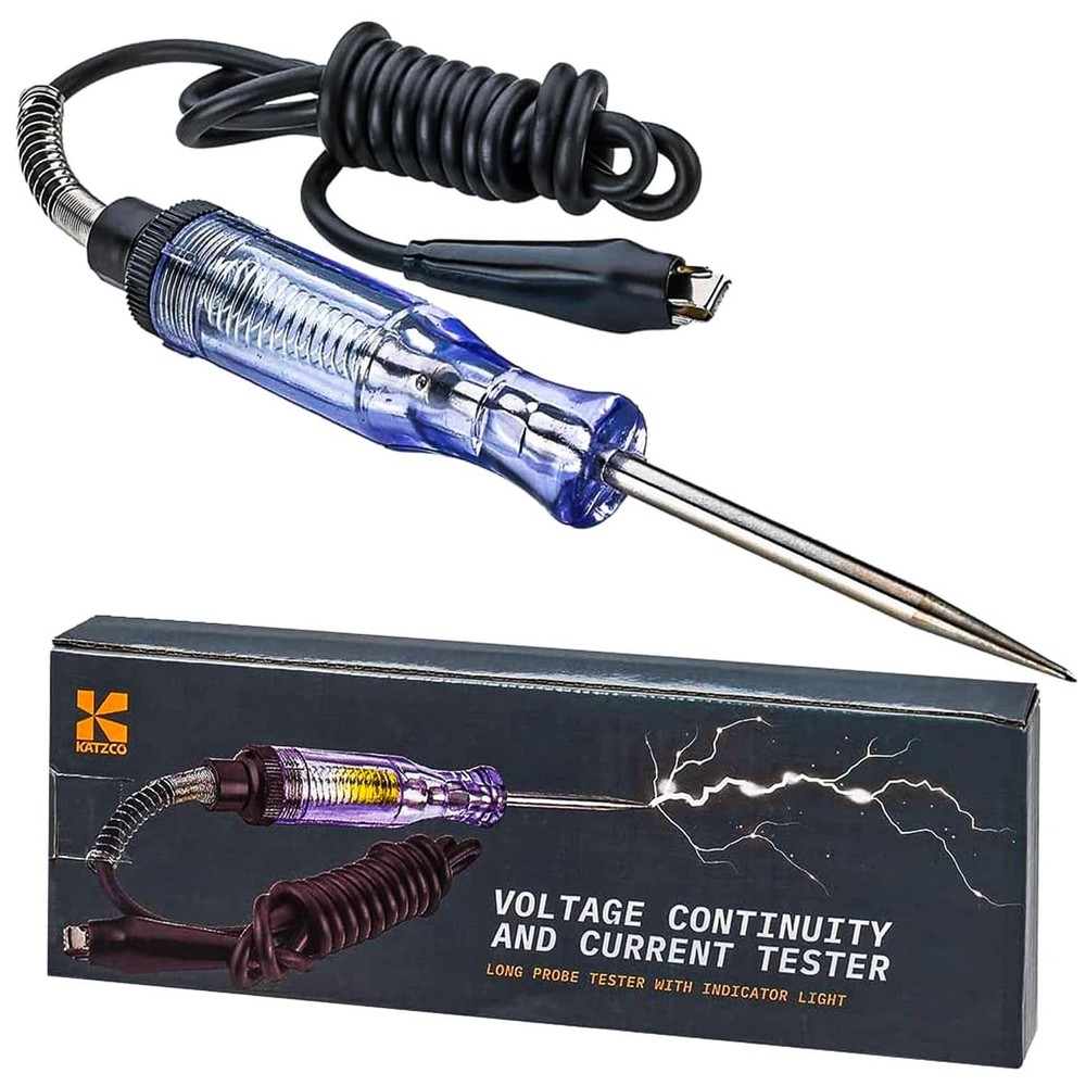 Durable Electrical Continuity Tester - 6-12V/24V, Sharp Probe & Indicator Light