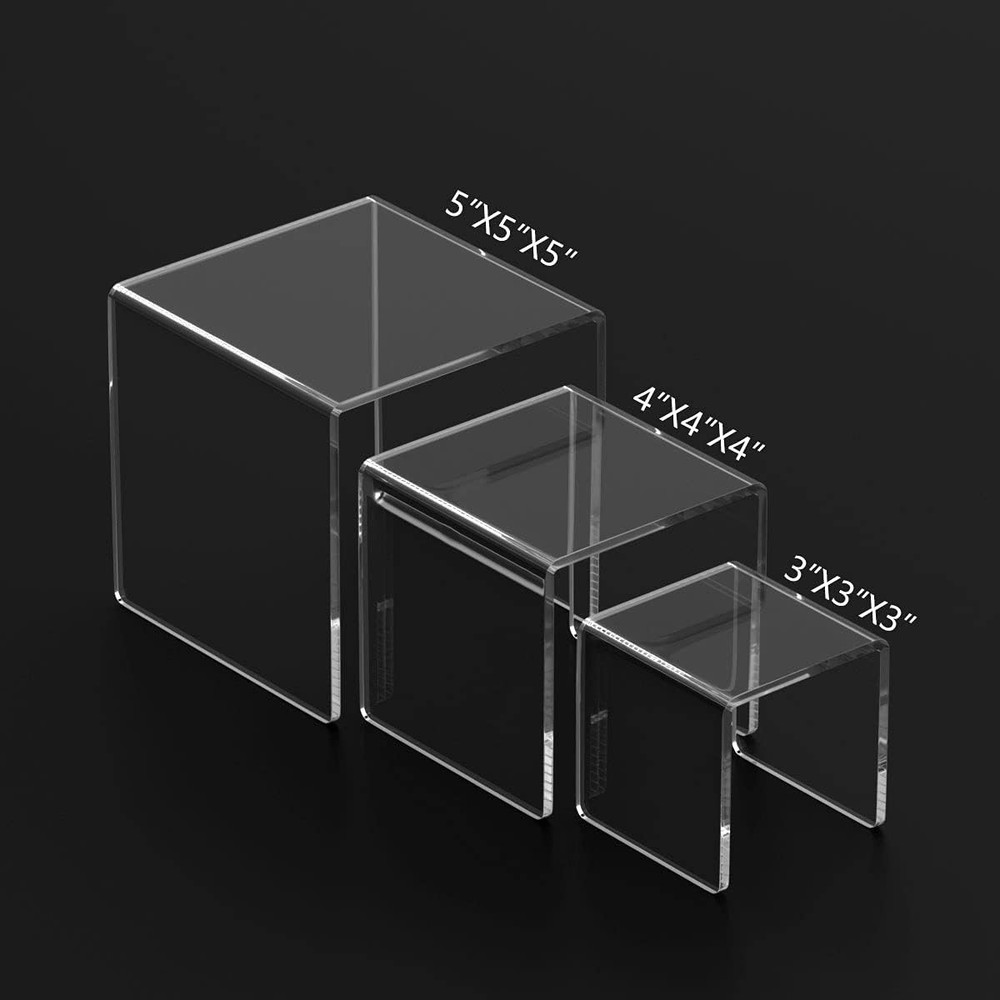 Clear Acrylic Display Risers 2 Sets, 3-Tier Risers Stands Showcase