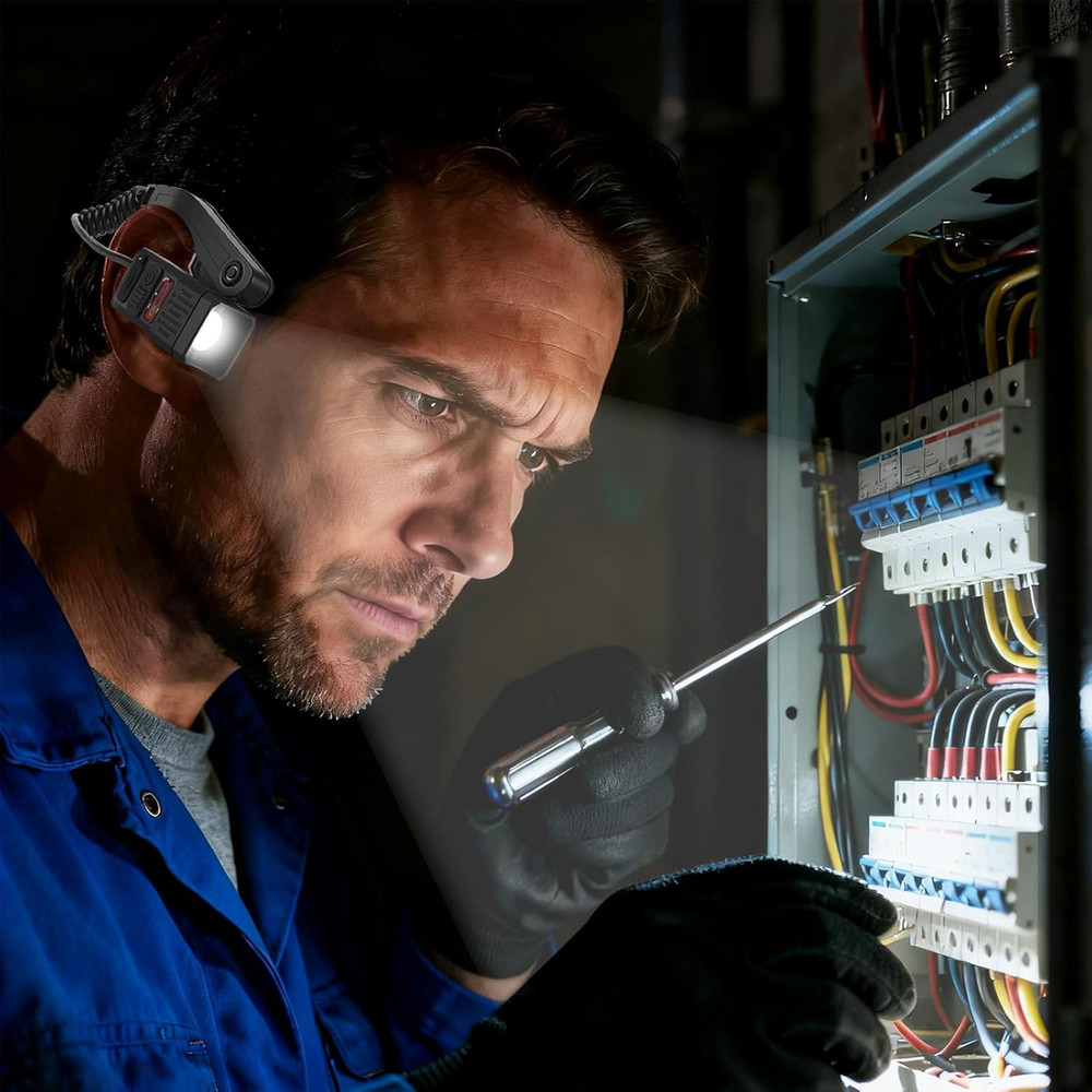 3 Pack Ear-Mounted Headlamps with Motion Sensor Lightweight Design and 5 Lightin