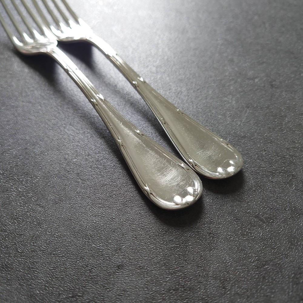 Christofle Rubans 2pcs Silverplate Flatware Dessert Fork Excellent