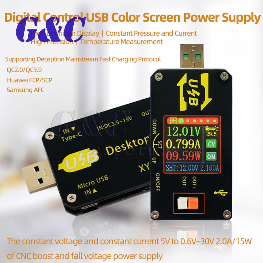 Digital USB Color Display DC-DC Converter 15W Adjustable Power Supply Module