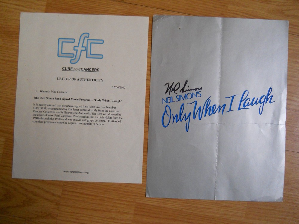 NEIL SIMON Autographed " Only When I Laugh " 1981 World Premier Program