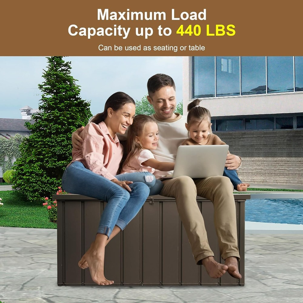 SHPAI 100 Gallon Deck Box, Lockable Storage Container with Galvanized Steel