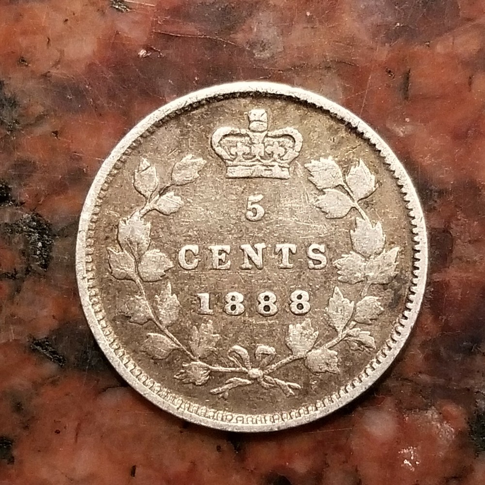 1888 CANADA 5 CENTS COIN - NICE DETAIL - .925 SILVER - #A7176