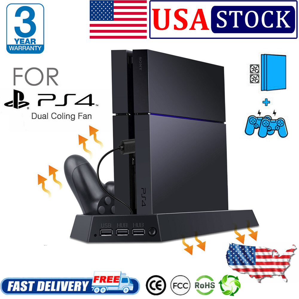 For PlayStation 4 Vertical Stand Cooling Fan Controller Charging Station for PS4
