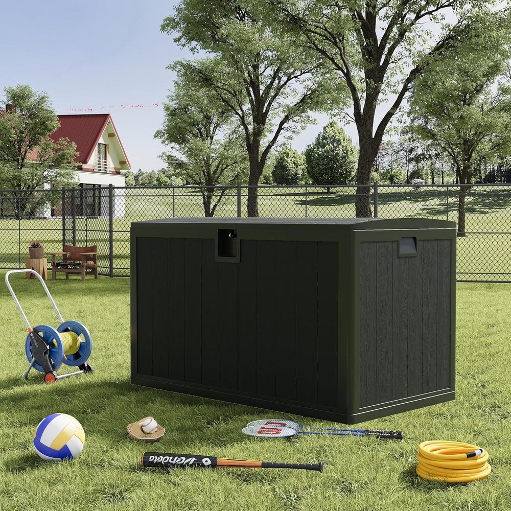 130Gal Outdoor Storage Box Package Container Waterproof & Lockable Garden Tools