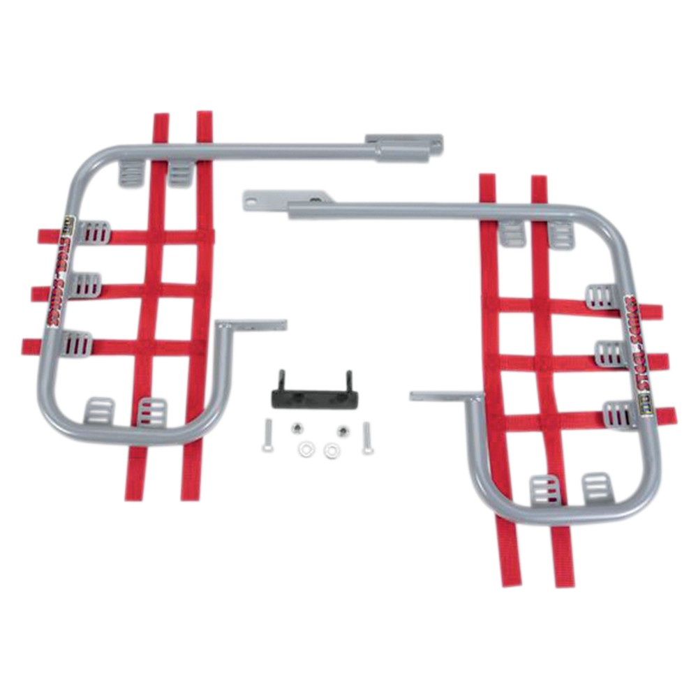 DG Performance Steel Nerf Bars - Silver Bar - Red Web - 54-2500
