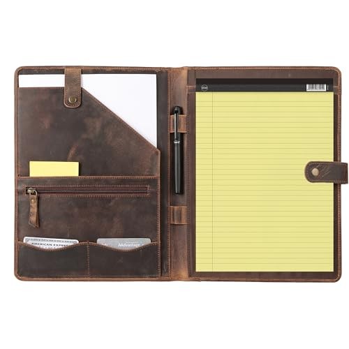 Leather Portfolio Folder with Button Closure | Business Distressed Tan
