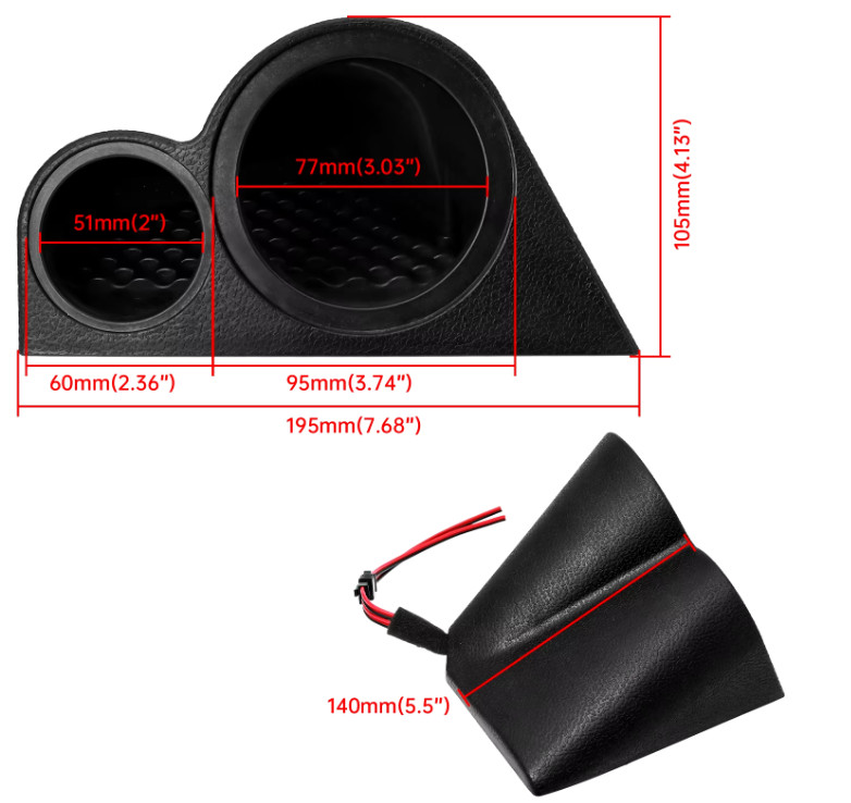 Dash Mount Midrange & Tweeter Pods Boxes 2-Way Speaker Bracket Housing Plastic