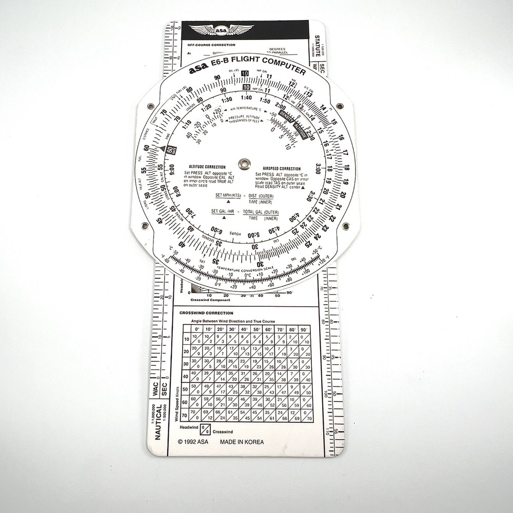 1992 - 1994 ASA Air Classics Micro E6B Flight Computer with Manual, Plastic Case
