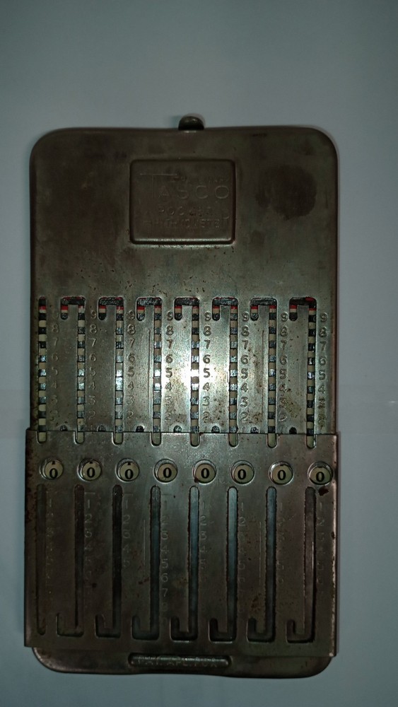 Tasco Arithmometer Early Hand Held Adding Machine, No Stylus.