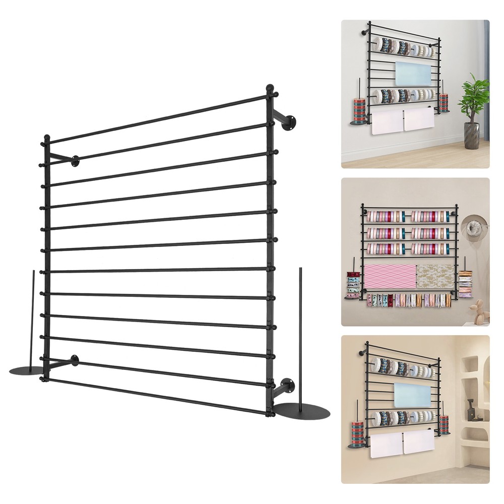 Wall-Mounted Display Rack, Wrapping Paper Ribbon Holder, Organizer