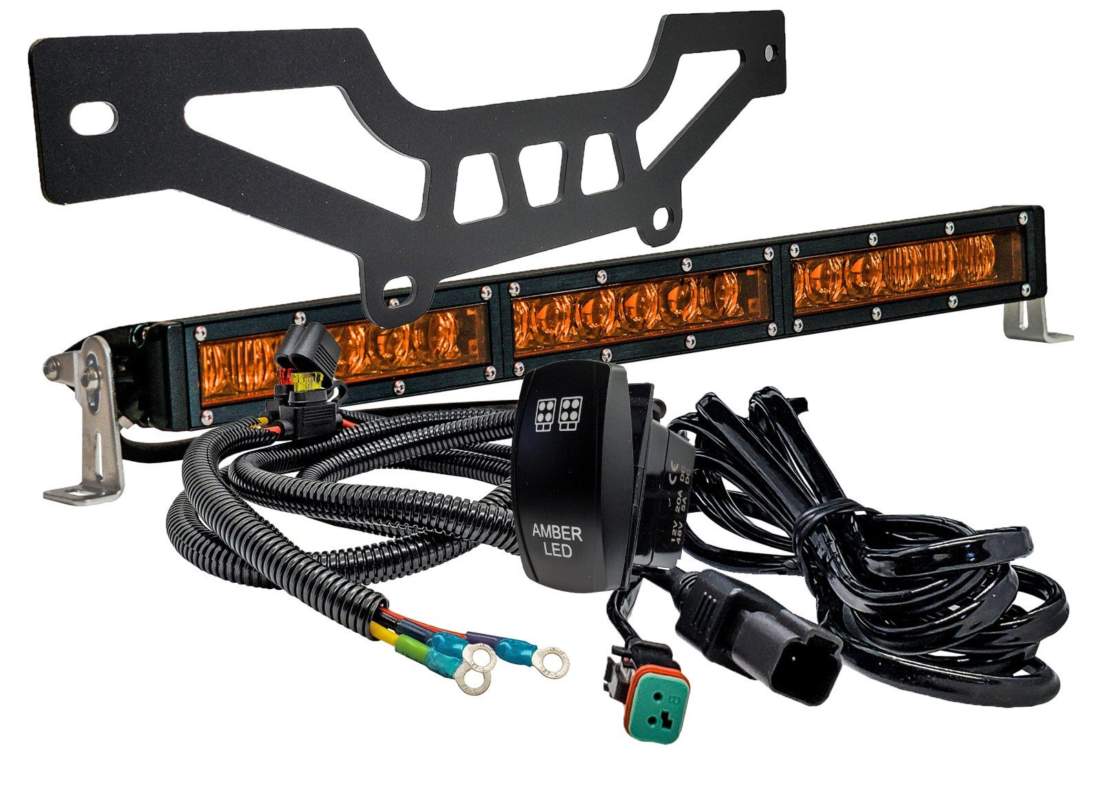 Shock Tower 90W Amber LED Lightbar Plug & Play Wiring Harness Can-Am X3 Max RS
