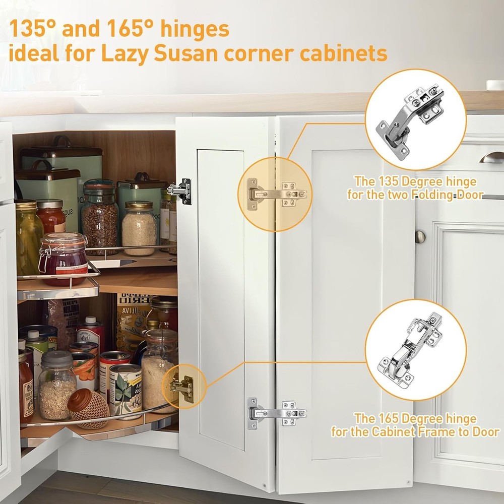 Adjustable 175° Soft-Close Hinges for Frameless Cabinets – 2 Pack, Easy Install