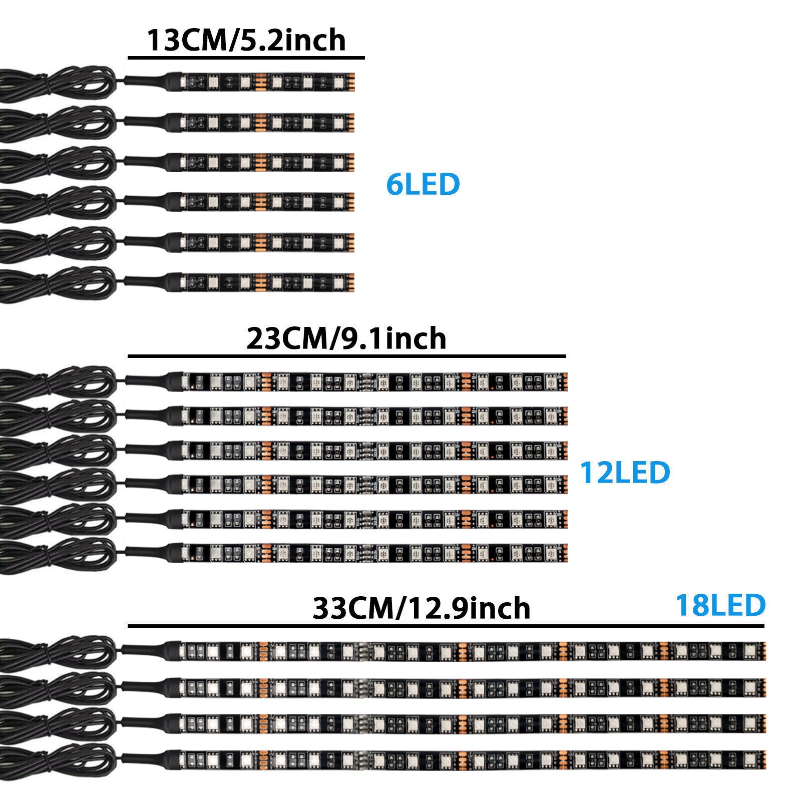16PC RGB Bluetooth Motorcycle LED Light Under Glow Neon Strip Remote Control Kit