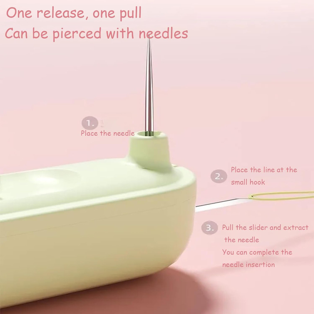 2-in-1 Needle Threader & Seam Ripper Retractable Automatic Sewing Tool Purple