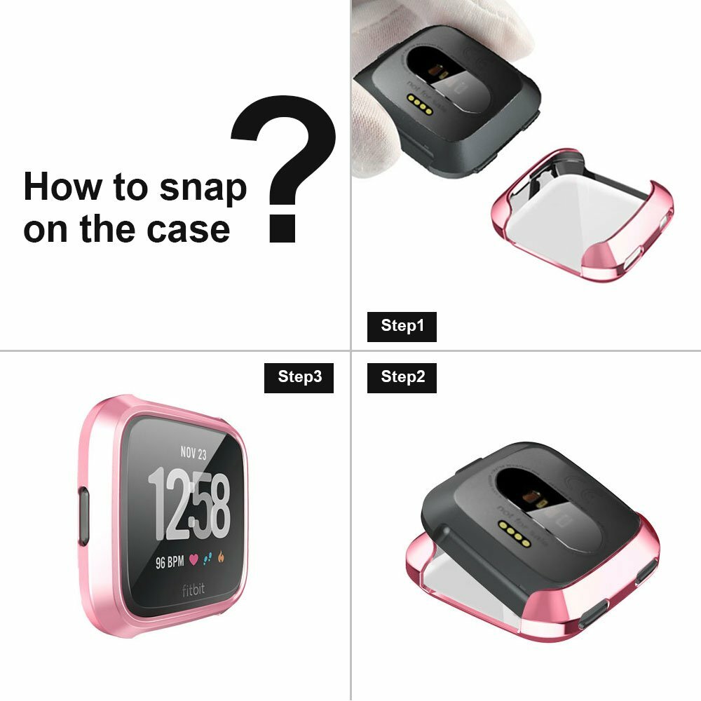 Silicone Protective TPU Case with Screen Protector Frame Cover For Fitbit Versa