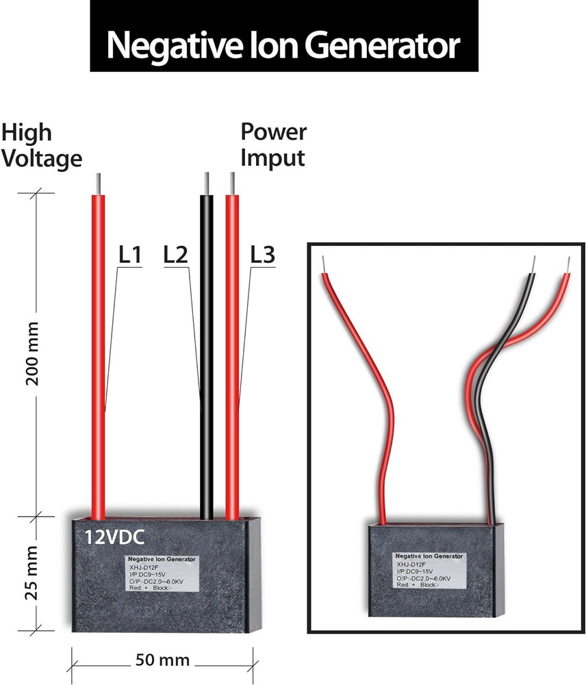 Negative ion Generator 12V ionizer High Density Plasma Module Air Cleaner HVAC