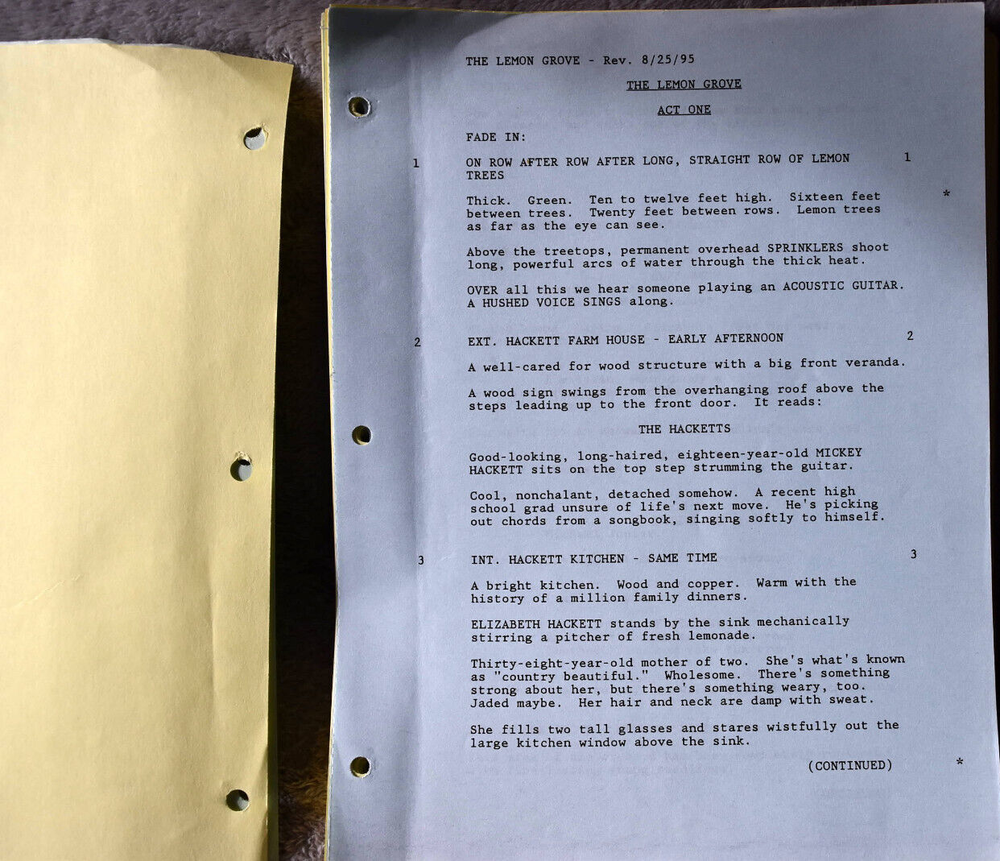 1994 The Lemon Grove Original Screenplay Shooting Script