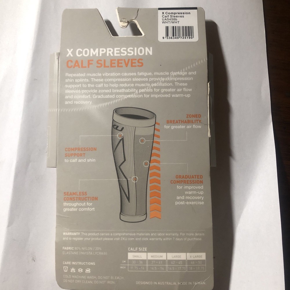 2XU X Compression Calf Sleeves Medium White