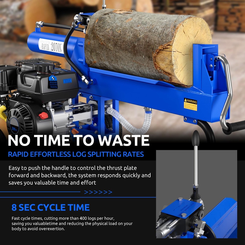 Firewood Log Splitter Gas-powered 7HP Splitting Capacity 20 Ton Automatic Return