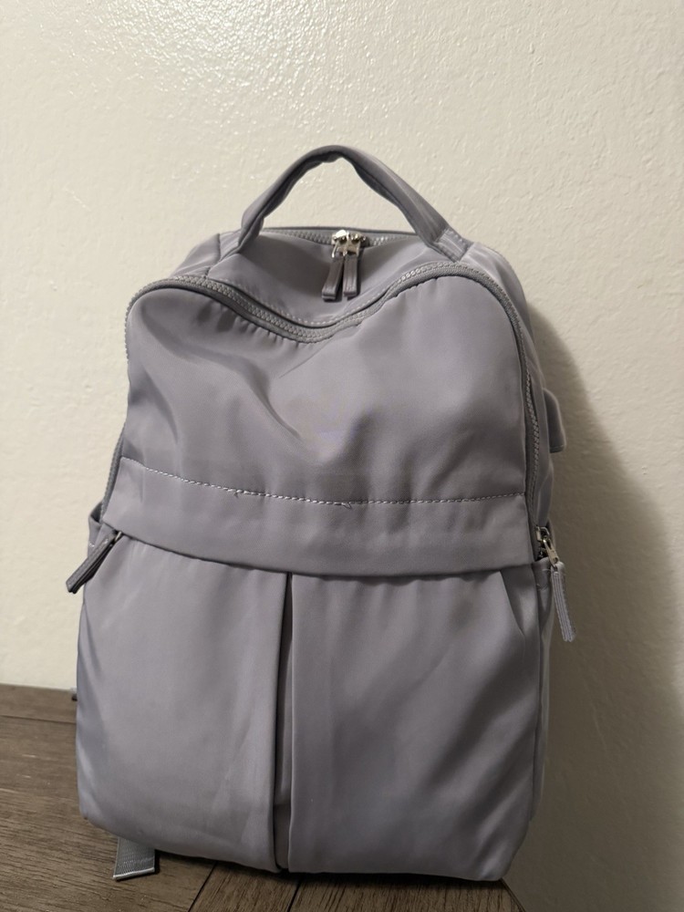 Gray Nylon Laptop Backpack with Zipper Closure, Adjustable Straps, 4 Pockets
