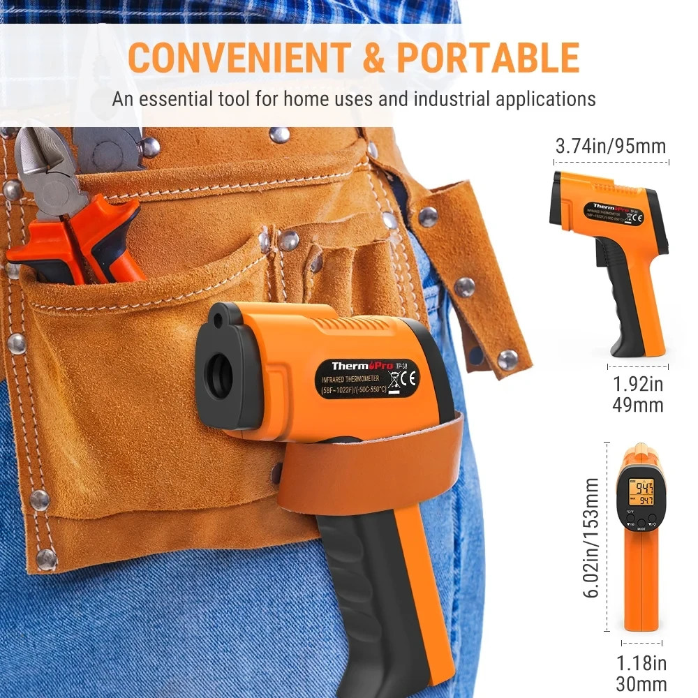 Therm Pro ThermoPro TP-30 Infrared Thermometer IR w Batteries