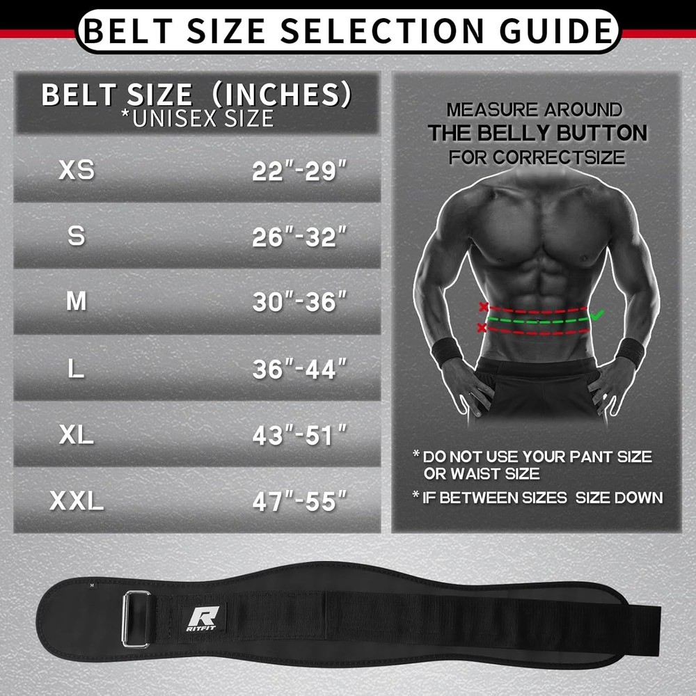 Durable 6-Inch Weight Lifting Belt - Comfortable Back Support & Easy Adjustments